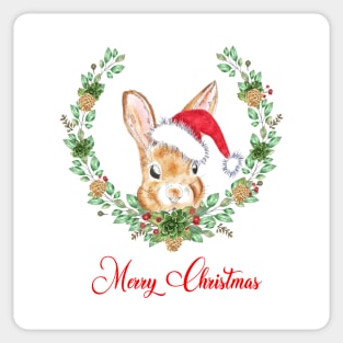 Merry christmas bunny in wreath Sticker